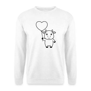 Süße Kuh Herz Ballon Liebe Outline - Unisex Pullover - Weiß - Vorne