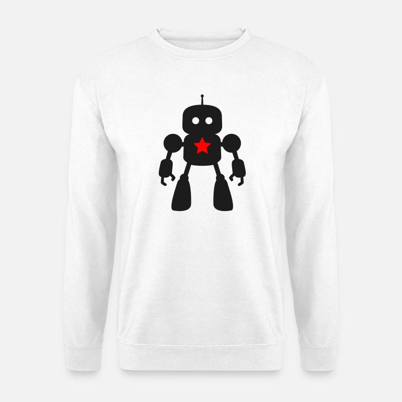 Roboter mit Stern KI Sci-Fi Nerd - Unisex Pullover - Weiß