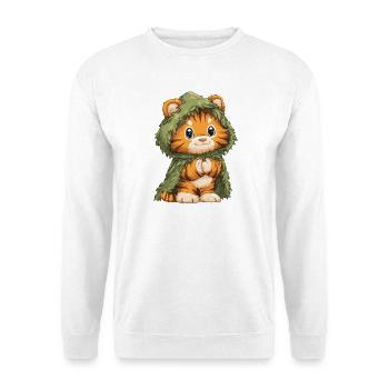 Cuddly tiger in a moss cape - Unisex Sweatshirt - white - Front