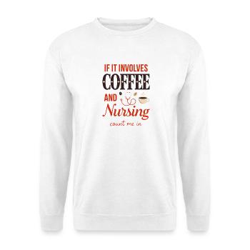 Café et soins : Comptez en moi entre guillemets - Sweat-shirt Unisexe - blanc - Devant