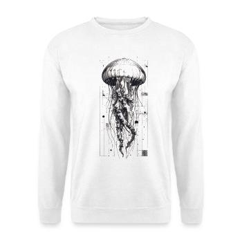 Schwarz-Weiß Technok Qualle - Unisex Pullover - Weiß - Vorne
