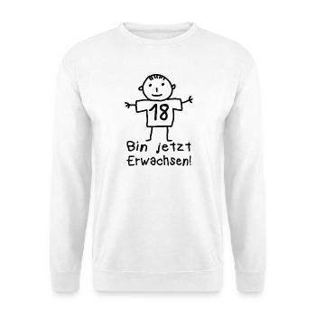 18. Geburtstag Strichmännchen Volljährig - Unisex Pullover - Weiß - Vorne