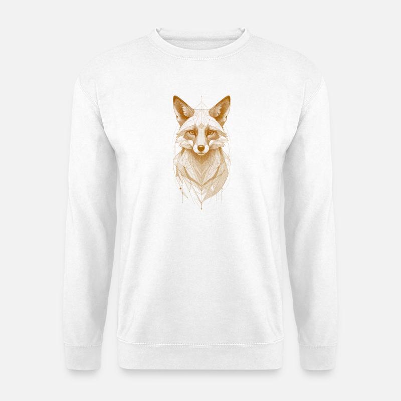Wolf Head with Mandala Crown - Unisex Sweatshirt - white