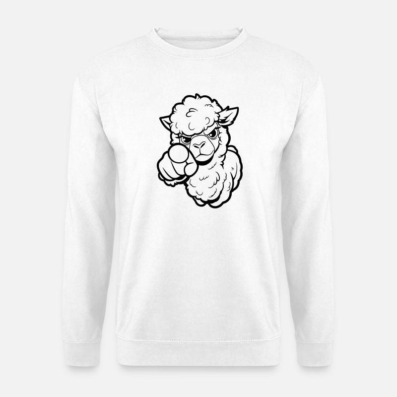 Naughty alpaca points at you - Unisex Sweatshirt - white
