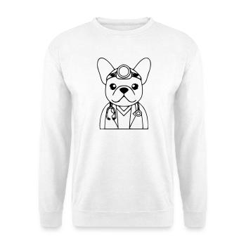 Frenchie Doctor Stethoscope Outline - Unisex Sweatshirt - white - Front