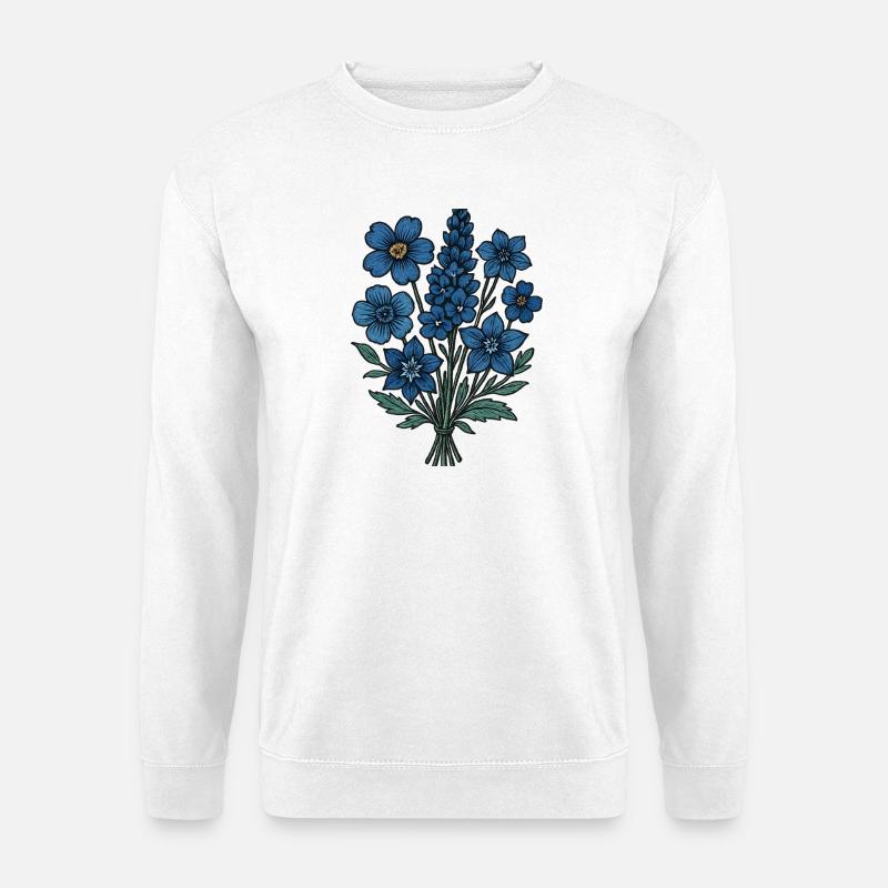Blaues Blumenbouquet - Unisex Pullover - Weiß