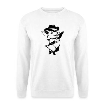 Motivo cartoon del maiale divertente con cappello - Felpa unisex - bianco - Fronte