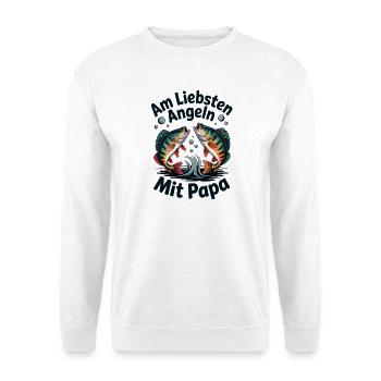 Angeln Mit Papa – Vater & Fische - Unisex Pullover - Weiß - Vorne
