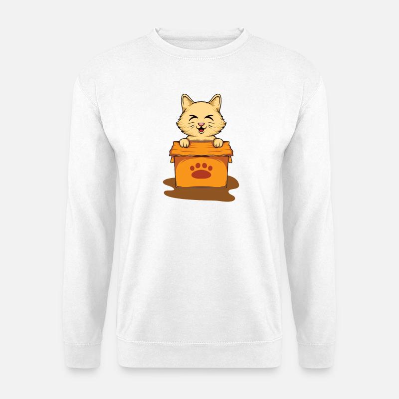 Katze lachen Kiste - Unisex Pullover - Weiß