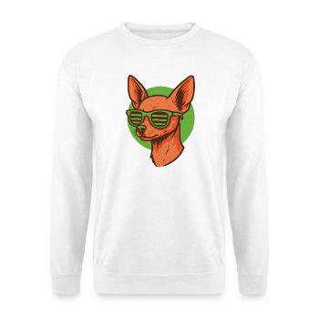 Chihuahua mit Neon-Sonnenbrille - Unisex Pullover - Weiß - Vorne