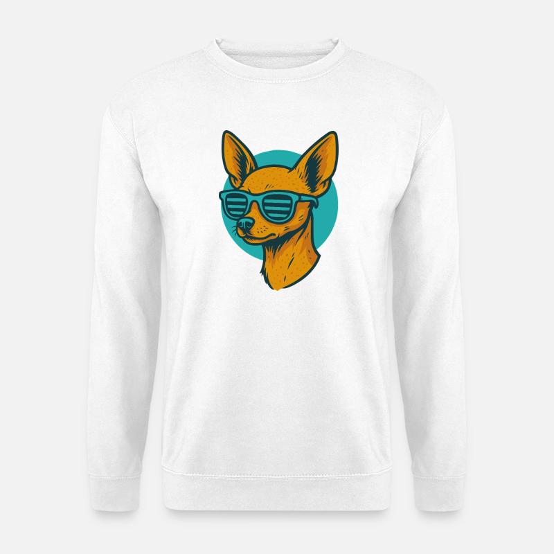 Chihuahua Sonnenbrille Retro - Unisex Pullover - Weiß