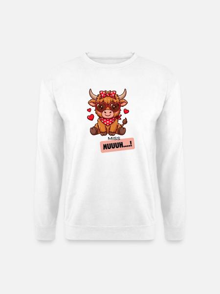 Herzige Kuh mit Herzbrille - Unisex Pullover - Weiß