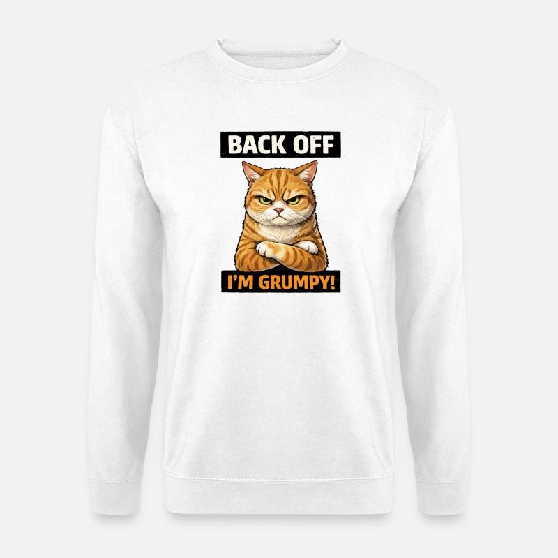 Moody Cat – Back Off Statement - Unisex Sweatshirt - white
