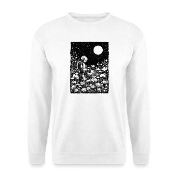 Roboter gießt leuchtende Blumen - Unisex Pullover - Weiß - Vorne