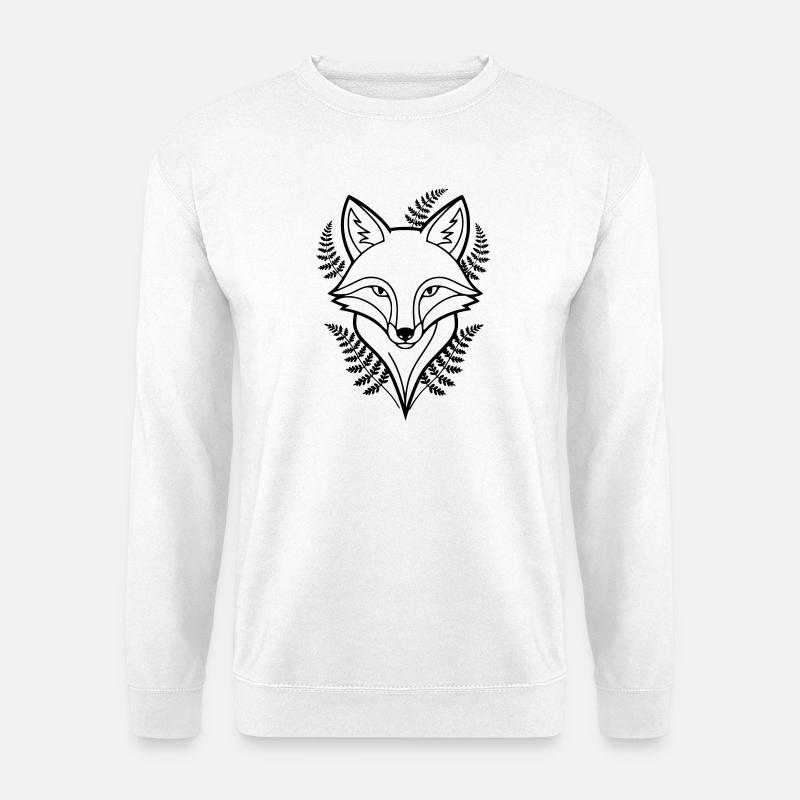 Fuchs Farn Blätter Lineart - Unisex Pullover - Weiß