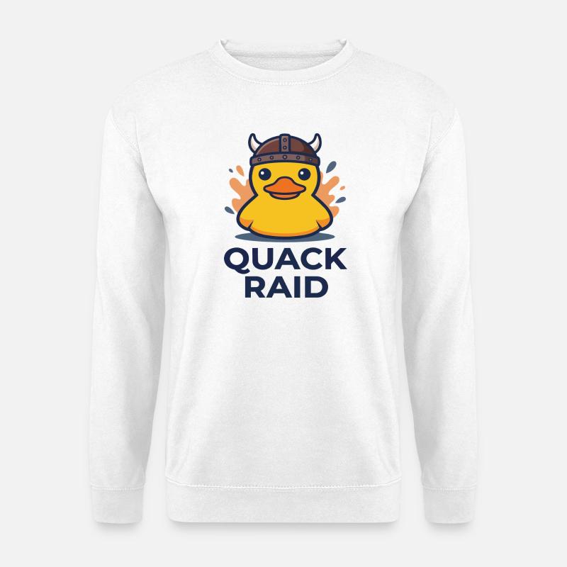 Wikinger-Ente: Quack-Überfall - Unisex Pullover - Weiß