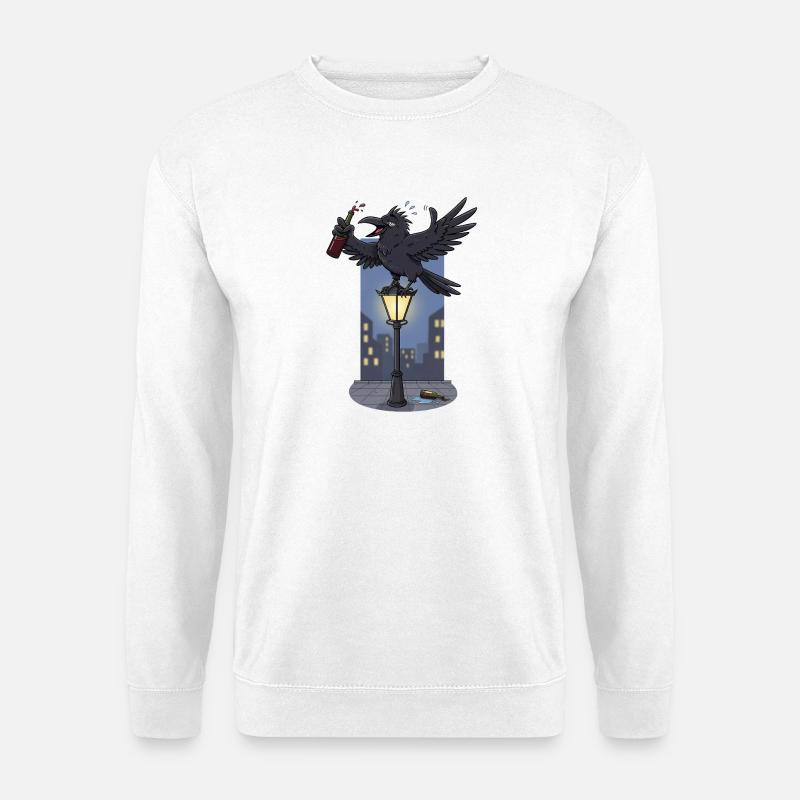 Verstrahlter Rabe auf Straßenlaterne - Unisex Pullover - Weiß