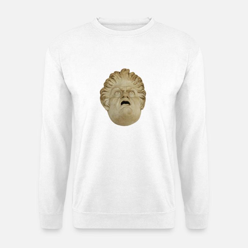 Kopf des Odysseus Steinmaske - Unisex Pullover - Weiß