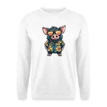 Schwein Comic Urlaub Wildschwein - Unisex Pullover - Weiß - Vorne