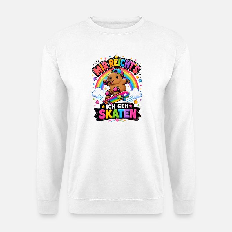 Skate Capybara Regenbogen - Unisex Pullover - Weiß