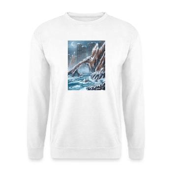 Eisige Steinbrücke über die Stadt - Unisex Pullover - Weiß - Vorne