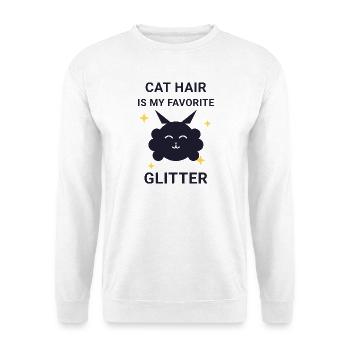 Chat en poil de chat, paillettes, chat duveteux - Sweat-shirt Unisexe - blanc - Devant