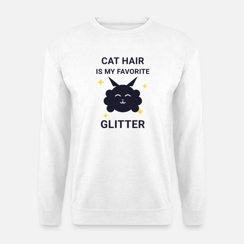 Cat Hair Glitter Fluffy Cat - Unisex Sweatshirt - white