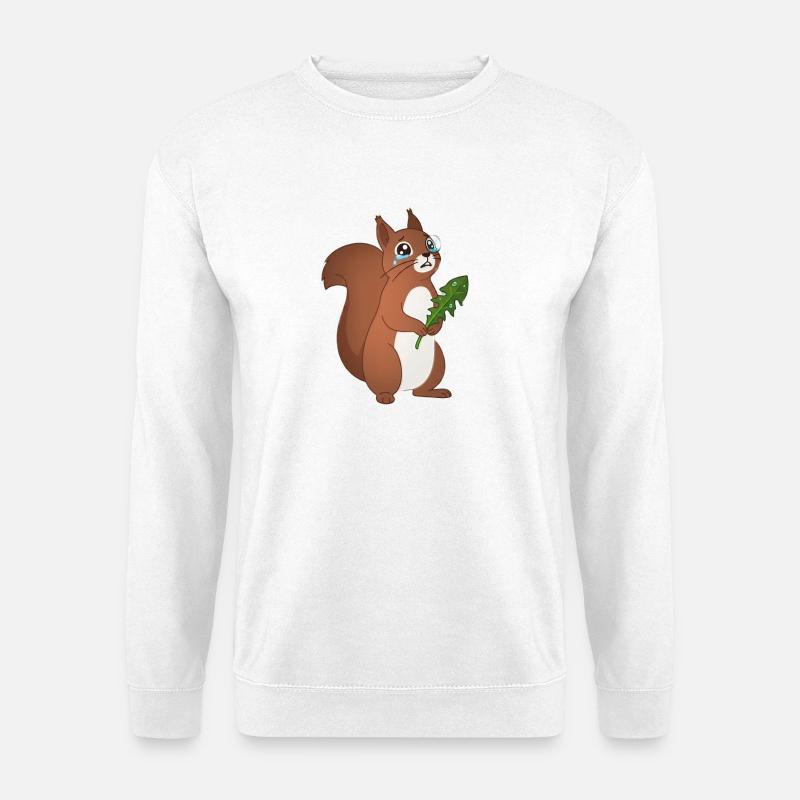 Heulendes Eichhörnchen mit einem Blatt - Unisex Pullover - Weiß
