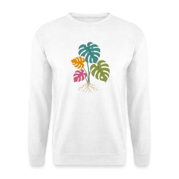Feuilles de monstera colorées aux racines tropicales - Sweat-shirt Unisexe - blanc - Devant