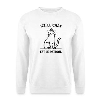  Ici Le Chat Est Le Patron - Sweat-shirt Unisexe - blanc - Devant