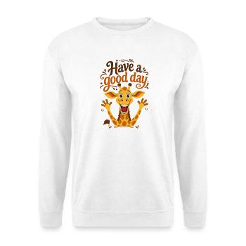 Hab einen schönen Tag – Verspielte Giraffen-Illustration - Unisex Pullover - Weiß - Vorne