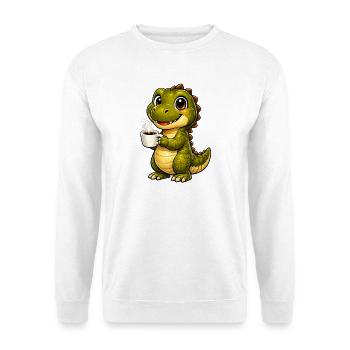 Dino mit Kaffee - Unisex Pullover - Weiß - Vorne