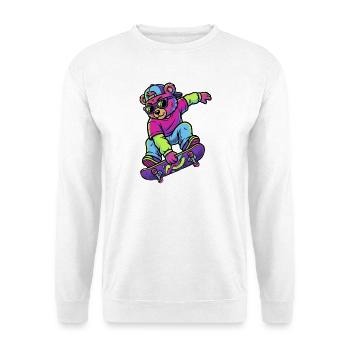 Teddy bear on a skateboard Neon - Unisex Sweatshirt - white - Front