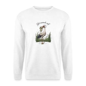 Gib niemals auf! – Frosch wehrt sich gegen Storch - Unisex Pullover - Weiß - Vorne