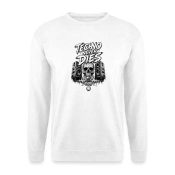 Techno ne meurt jamais Crâne et enceintes - Sweat-shirt Unisexe - blanc - Devant