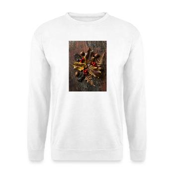 : Autumn flat lay composition with holly leaves, r - Unisex Pullover - Weiß - Vorne