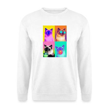 Katzen Himalaya Katze - Unisex Pullover - Weiß - Vorne - Alina (178cm) & Michal (187cm)
