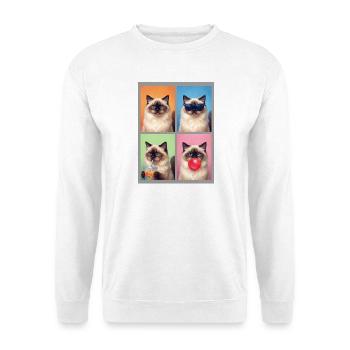 Katzen Himalaya Katze - Unisex Pullover - Weiß - Vorne - Alina (178cm) & Michal (187cm)