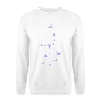 Jungfrau Sternzeichen Sternbild Pastel Lila - Unisex Pullover - Weiß - Vorne - Alina (178cm) & Michal (187cm)