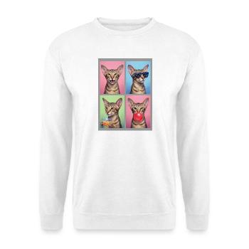 Katzen Orientalisch Kurzhaar Katze - Unisex Pullover - Weiß - Vorne - Alina (178cm) & Michal (187cm)