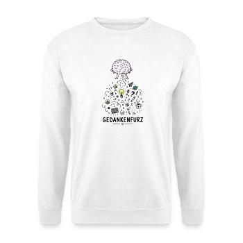 Gedankenfunken im Gehirn - Unisex Pullover - Weiß - Vorne - Alina (178cm) & Michal (187cm)
