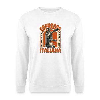 Espresso Manuale – Echte italienische Kaffeekunst - Unisex Pullover - Weiß - Vorne - Alina (178cm) & Michal (187cm)