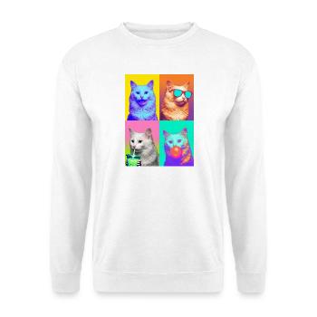 Katzen Türkisch Angora Katze - Unisex Pullover - Weiß - Vorne - Alina (178cm) & Michal (187cm)