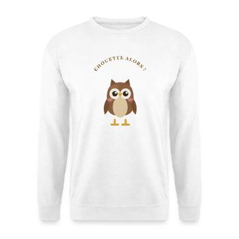 EULE. EULE. VOGEL. NACHT. NATUR. TIER. - Unisex Pullover - Weiß - Vorne - Alina (178cm) & Michal (187cm)