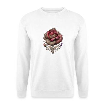 Schnitzte Rose - Unisex Pullover - Weiß - Vorne - Alina (178cm) & Michal (187cm)