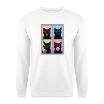Katzen schwarze Katze - Unisex Pullover - Weiß - Vorne - Alina (178cm) & Michal (187cm)