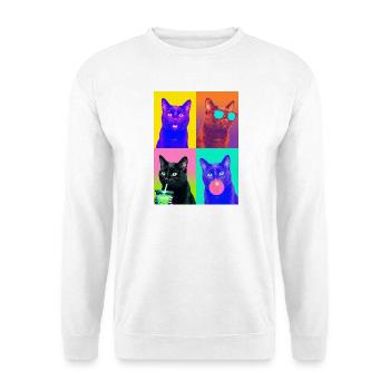 Katzen schwarze Katze - Unisex Pullover - Weiß - Vorne - Alina (178cm) & Michal (187cm)