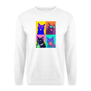 Katzen schwarze Katze - Unisex Pullover - Weiß - Vorne - Alina (178cm) & Michal (187cm)