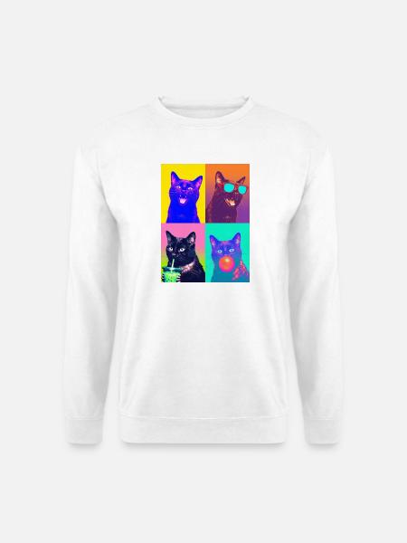Katzen schwarze Katze - Unisex Pullover - Weiß