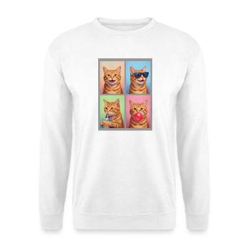Katzen orange Tabby Katze - Unisex Pullover - Weiß - Vorne - Alina (178cm) & Michal (187cm)